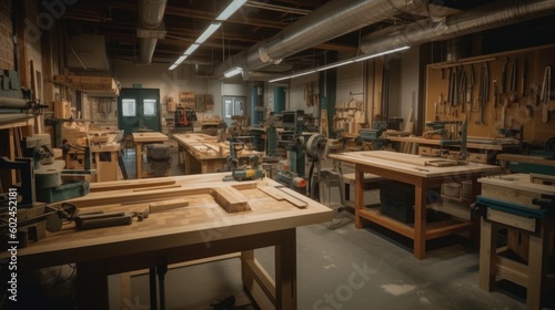 Workshop A space designated for woodworking metalwor. AI generated