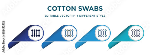 cotton swabs icon in 4 different styles such as filled, color, glyph, colorful, lineal color. set of vector for web, mobile, ui