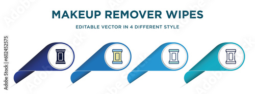 makeup remover wipes icon in 4 different styles such as filled, color, glyph, colorful, lineal color. set of vector for web, mobile, ui