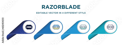 razorblade icon in 4 different styles such as filled, color, glyph, colorful, lineal color. set of vector for web, mobile, ui