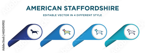 american staffordshire terrier icon in 4 different styles such as filled, color, glyph, colorful, lineal color. set of vector for web, mobile, ui