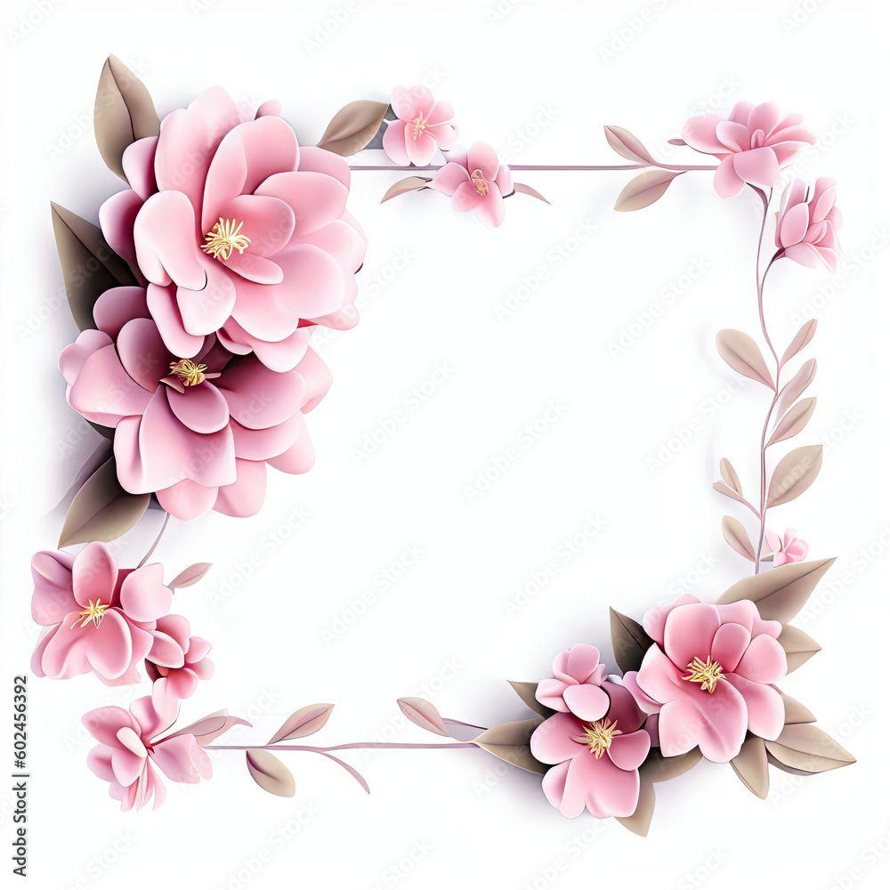 Whimsical Floral Wreath Illustration, Generative AI