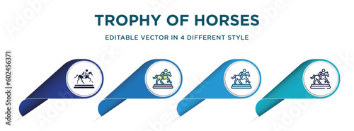 trophy of horses races icon in 4 different styles such as filled, color, glyph, colorful, lineal color. set of vector for web, mobile, ui
