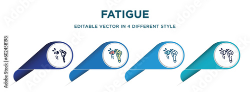 fatigue icon in 4 different styles such as filled, color, glyph, colorful, lineal color. set of vector for web, mobile, ui