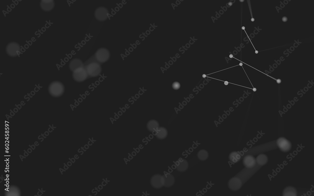 Abstract background. Molecules technology with polygonal shapes, connecting dots and lines. Connection structure. Big data visualization.