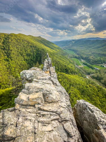 View from summit of Seneca Rocks in West Virginia at cloudy sunset © oldmn