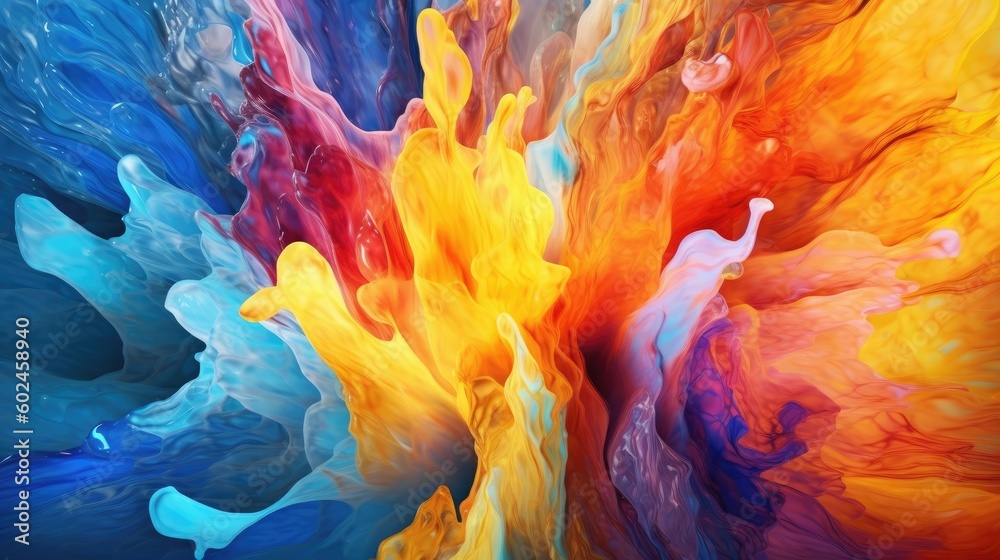Exploding colorful liquid paint