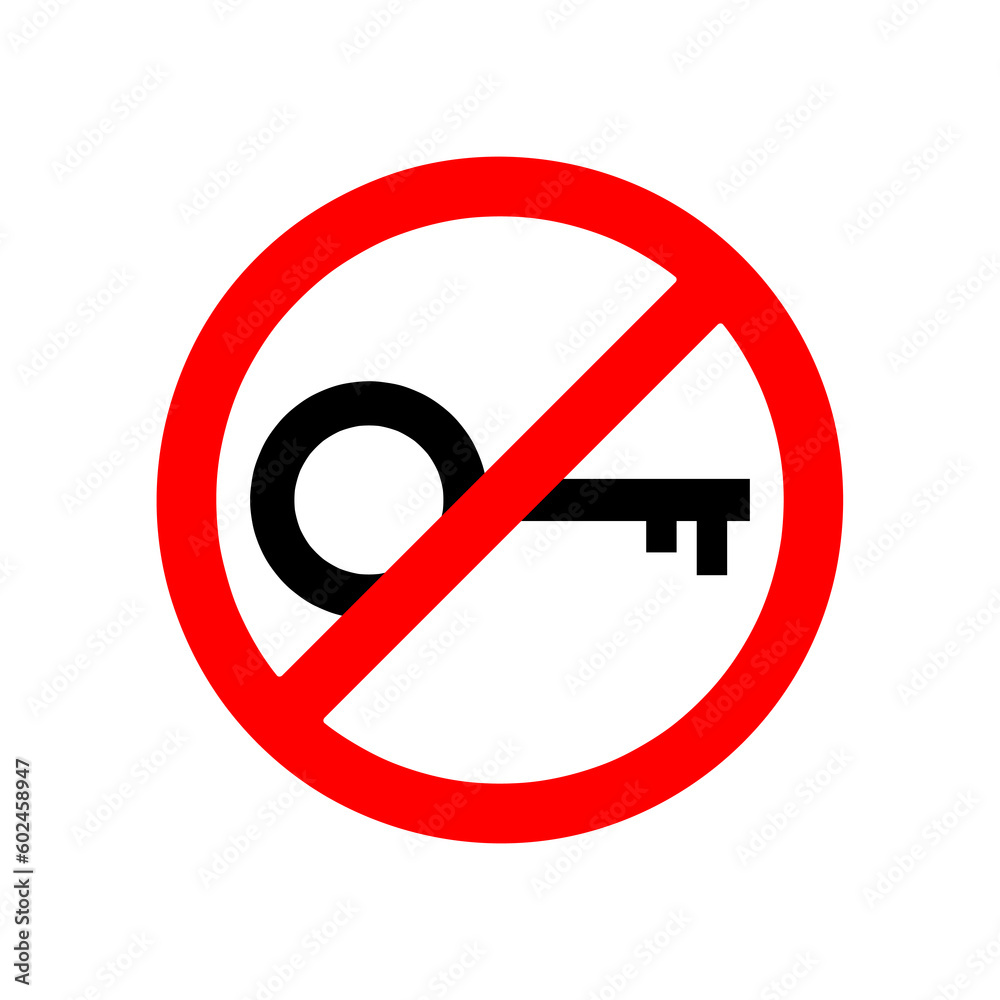 No Key sign illustration vector prohebited icon on white background..eps No Key sign illustration vector prohebited icon on white background..eps