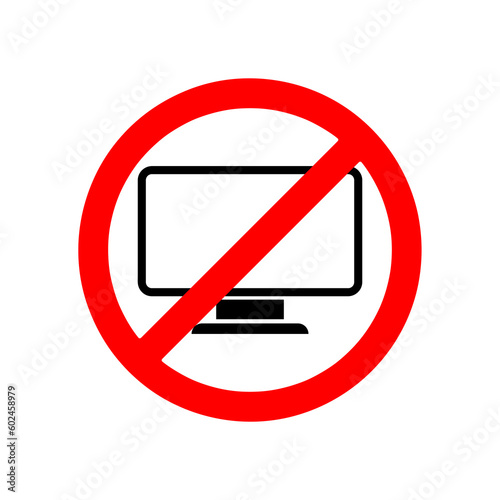 Free Download No or Stop. Monitor icon. Computer component device sign. Prohibited ban stop symbol. No monitor icon on white background..eps - GFXLoad