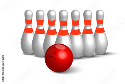 Bowling kegling mockup set. Realistic illustration kegling mockup for web. Vector illustration.