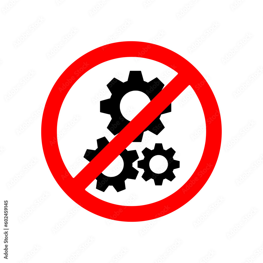 Vector no service gear icon. Flat no service gear icon illustratio on white background..eps Vector no service gear icon. Flat no service gear icon illustratio on white background..eps