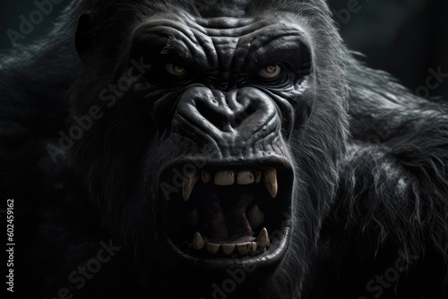 a gorilla looking at the camera in rage, generative AI