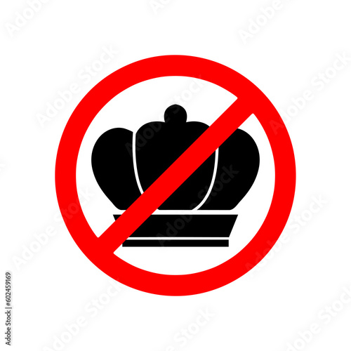 Forbidden crown flat sign design. No king vector sign. Prohibited prince vector icon on white background..eps