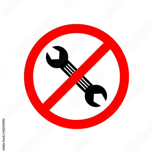 Forbidden Repair vector icon. No Spanner icon. Illustration on white background..eps