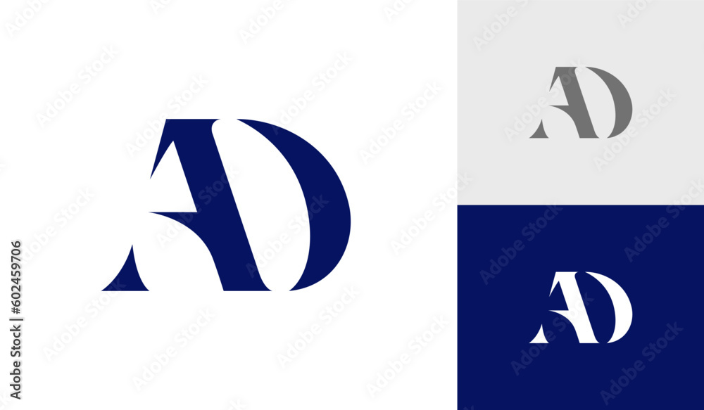 Letter AD initial monogram logo design Letter AD initial monogram logo design