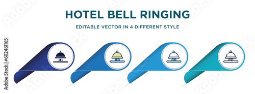 hotel bell ringing icon in 4 different styles such as filled, color, glyph, colorful, lineal color. set of vector for web, mobile, ui