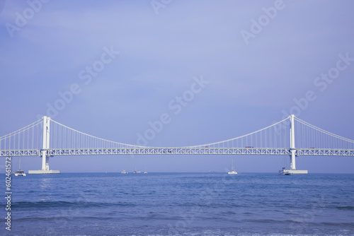 Gwangan bridge with beach in Busan, South Korea
