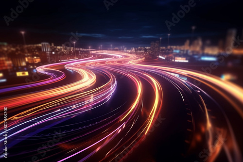 Light Trails Abstract Long Exposure Photography, Generative AI