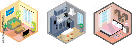 isometric room illustration