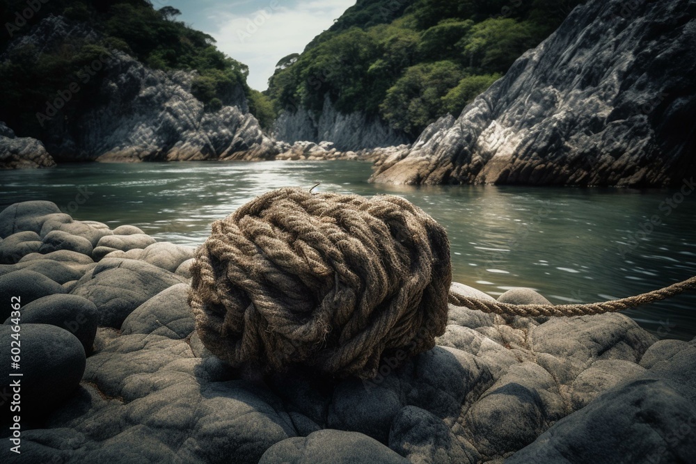 Red Rope Around Rocks Japan Famous rocks linked by sacred shimenawa rope at Futami, Ise, Japan ...