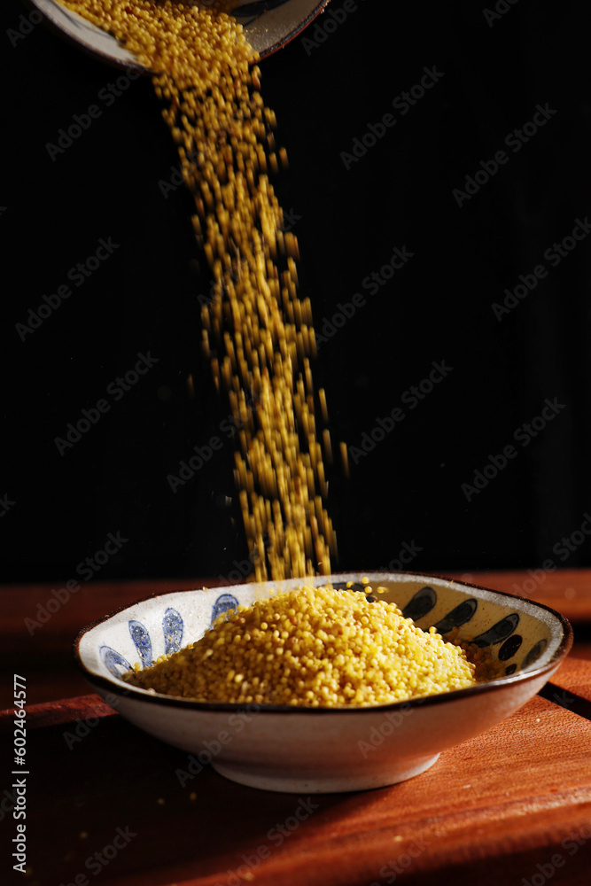 Panicum miliaceum is scientific name of Proso Millet cereal grain. Also