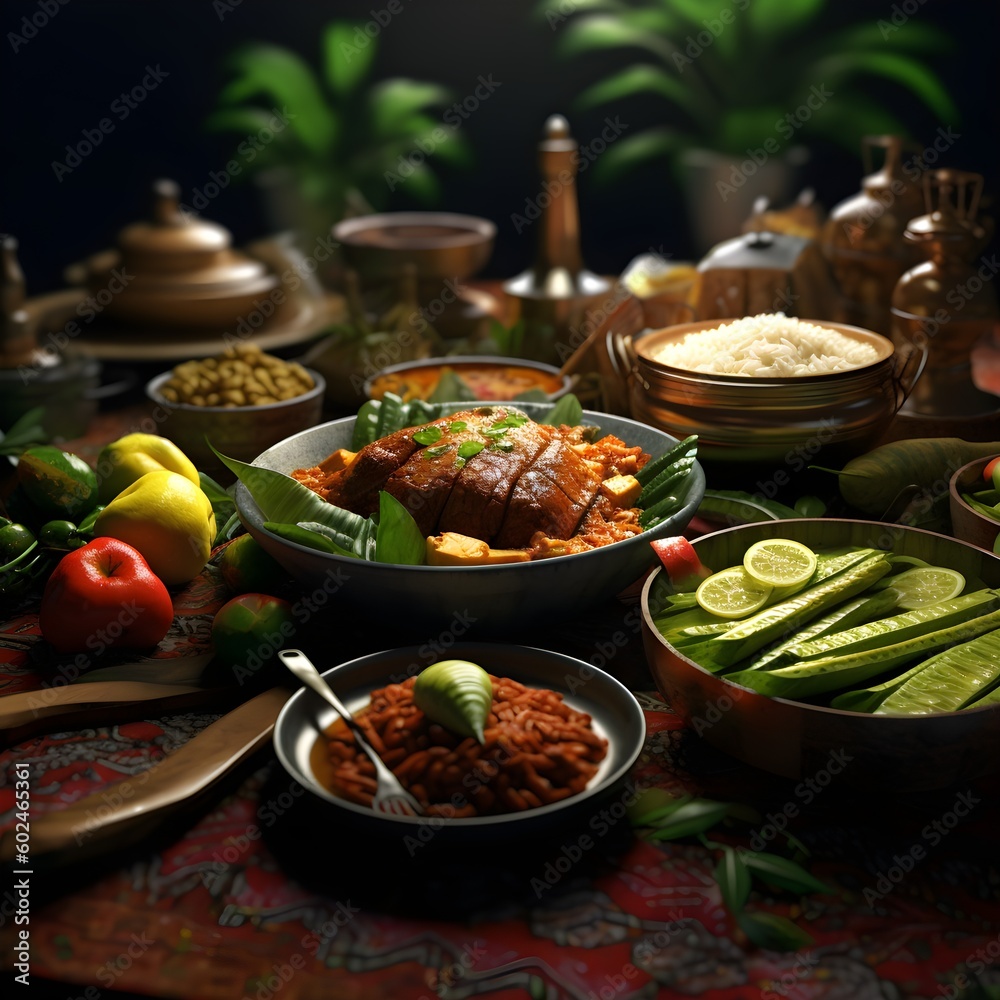 Delicious rice and curry traditional food in India and Asian. Chicken, Potato, garlic and many more spices. Created with Generative AI technology. Delicious rice and curry traditional food in India and Asian. Chicken, Potato, garlic and many more spices. Created with Generative AI technology.
