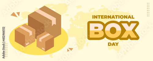 International Box Day on 19 June Banner Background. Horizontal Banner Template Design. Vector Illustration