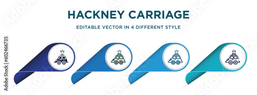 hackney carriage icon in 4 different styles such as filled, color, glyph, colorful, lineal color. set of vector for web, mobile, ui