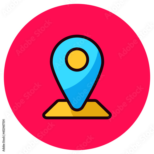 Free Download Location icon with a colorful design on a red circle shape  - GFXLoad