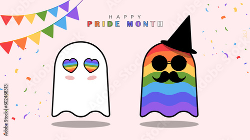 Happy Pride Month with Ghosts vector in Halloween concept. Vector illustration.
