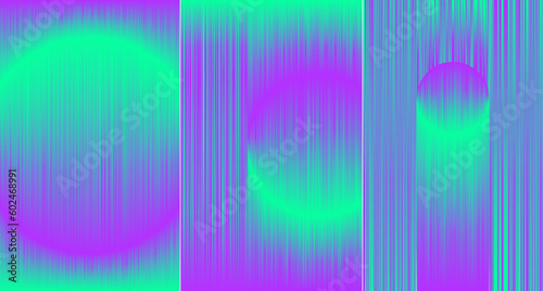 Neon glitch circles background. Optical distorted psychedelic effect