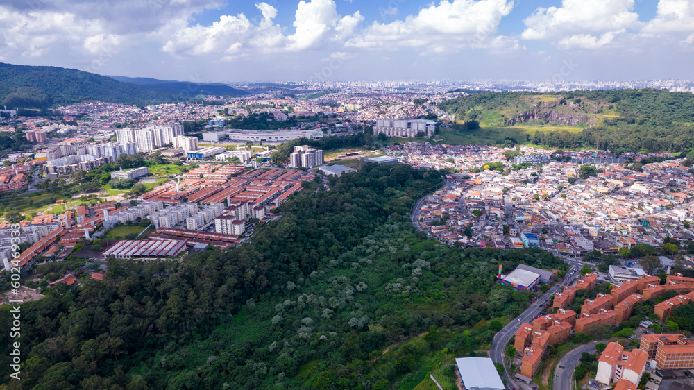 Aerial view of the Pirituba neighborhood in Sao Paulo, Brazil.