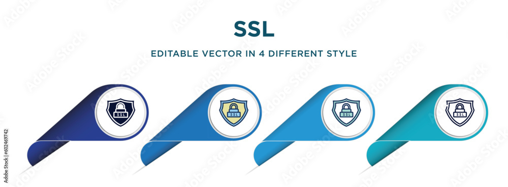 ssl icon in 4 different styles such as filled, color, glyph, colorful, lineal color. set of vector for web, mobile, ui ssl icon in 4 different styles such as filled, color, glyph, colorful, lineal color. set of vector for web, mobile, ui
