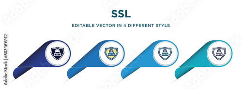 ssl icon in 4 different styles such as filled, color, glyph, colorful, lineal color. set of vector for web, mobile, ui