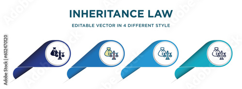 inheritance law icon in 4 different styles such as filled, color, glyph, colorful, lineal color. set of vector for web, mobile, ui