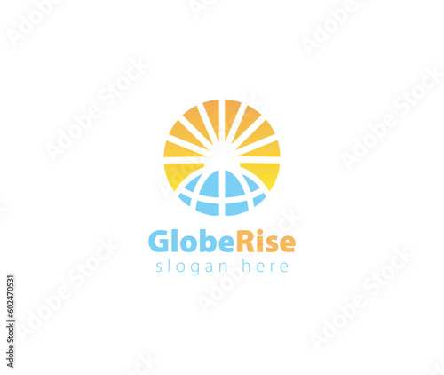 World solar energy logo template. Vector illustration Icon Logo Template Sun and globe
