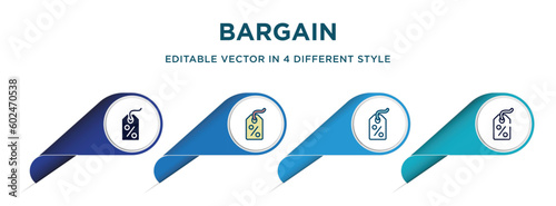 bargain icon in 4 different styles such as filled, color, glyph, colorful, lineal color. set of vector for web, mobile, ui