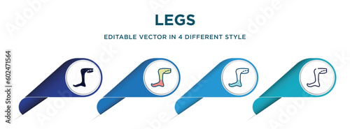 legs icon in 4 different styles such as filled, color, glyph, colorful, lineal color. set of vector for web, mobile, ui
