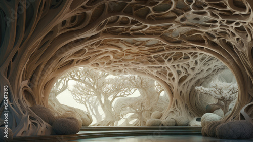 Nature's Sanctum Tree House: A Breathtaking Blend of Organic Serenity and Monumental Artistry created with Generative AI