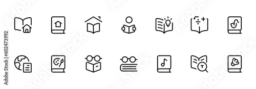 reading icon, books icon vector set design with Editable Stroke. Line, Solid, Flat Line, thin style and Suitable for Web Page, Mobile App, UI, UX design.
