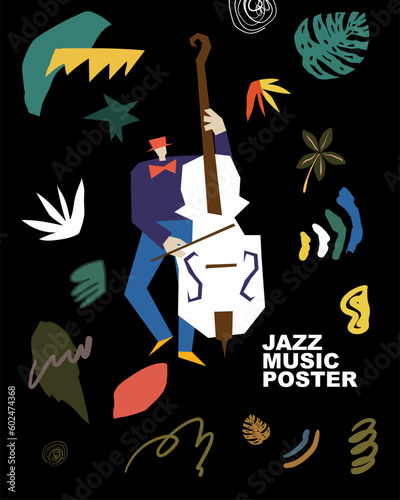 Vector template hand drawn abstract jazz poster