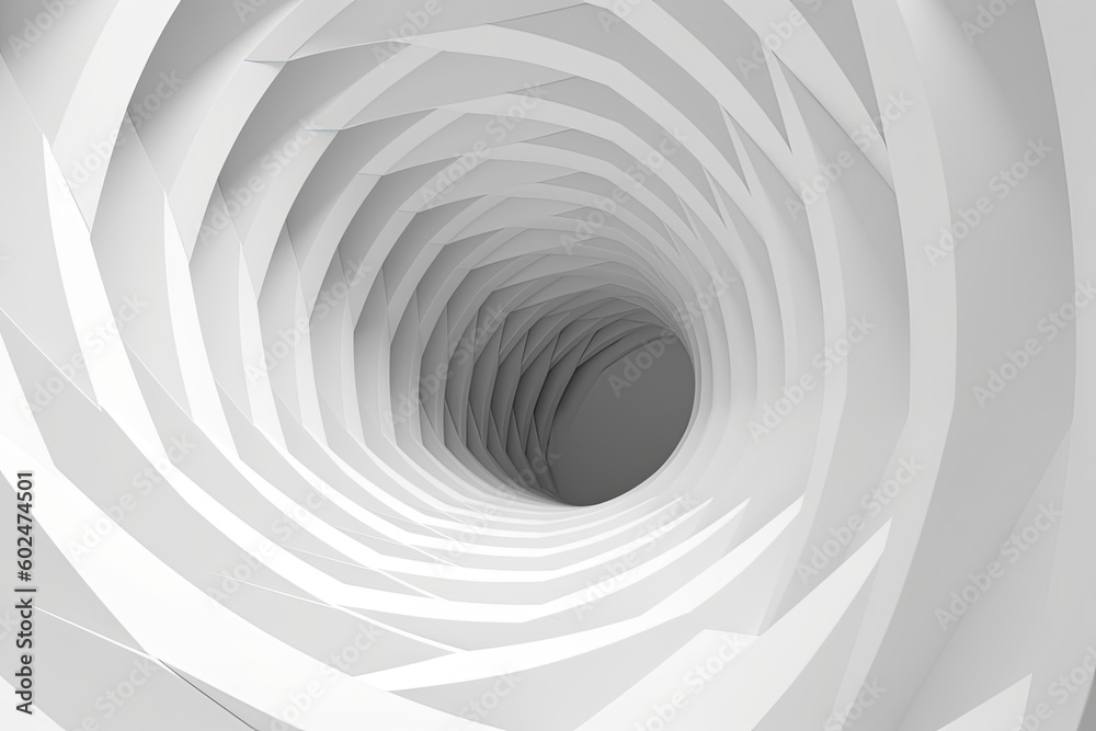 Fototapeta premium 3d rendering, abstract futuristic background. White spiral tunnel.