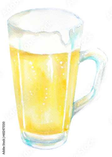 水彩で描いたビールのイラスト