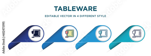 tableware icon in 4 different styles such as filled, color, glyph, colorful, lineal color. set of vector for web, mobile, ui