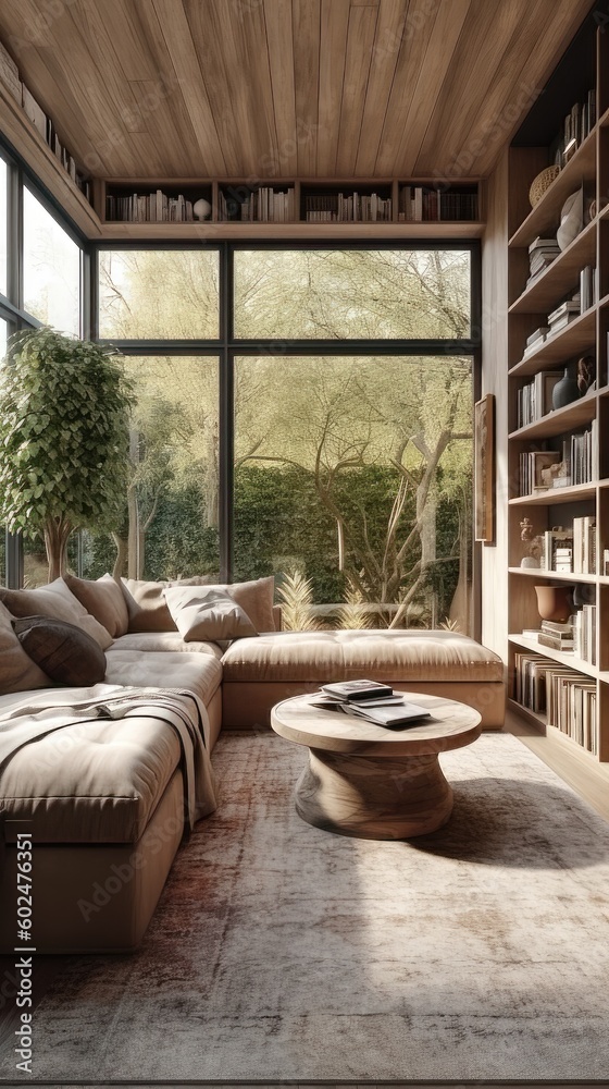 Serenity in Nature: An Inviting Minimalistic Living Room with Organic Elements 3. Generative AI