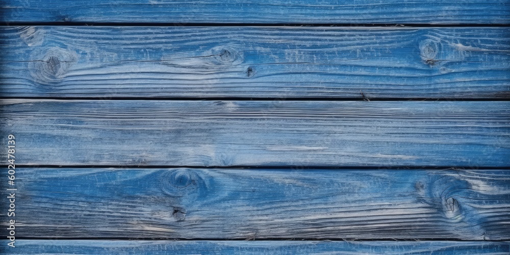 Fototapeta premium Wooden weathered floor painted blue background. Textured wood shiplap wall. Wood grain abstract board wallpaper.