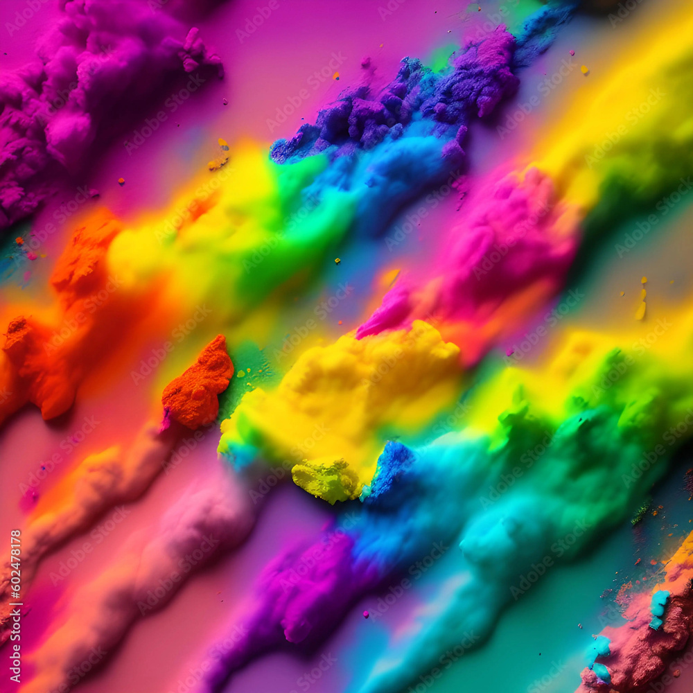 Colorful rainbow holi paint splash, color powder explosion,