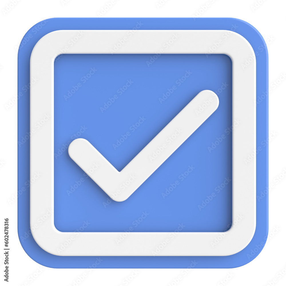 3D checkbox. Check mark. 3D illustration. 3D checkbox. Check mark. 3D illustration.