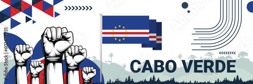 Celebrate Cabo Verde independence in style with bold and iconic flag colors. raising fist in protest or showing your support, this design is sure to catch the eye and ignite your patriotic spirit!