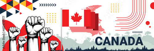 Celebrate Canada independence in style with bold and iconic flag colors. raising fist in protest or showing your support, this design is sure to catch the eye and ignite your patriotic spirit!
